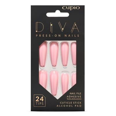 Cupio Diva Artificial Nail Press-On Set - Perfect Pink
