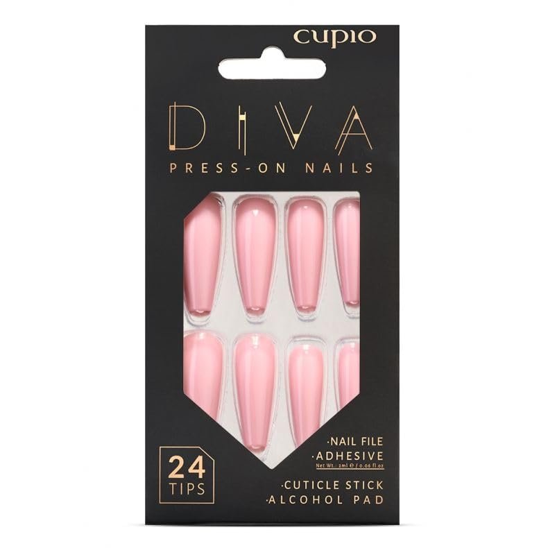 Cupio Diva Artificial Nail Press-On Set - Perfect Pink