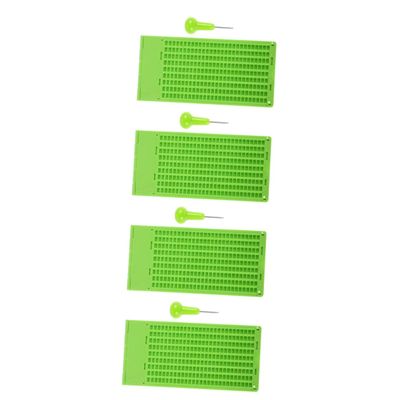 minkissy 4-Piece Braille Writing Slate with Stylus, Assistive Tool for Blind and Visually Impaired Users, Braille Alphabet Learning Aid, Green