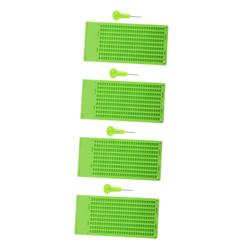 minkissy 4-Piece Braille Writing Slate with Stylus, Assistive Tool for Blind and Visually Impaired Users, Braille Alphabet Learning Aid, Green