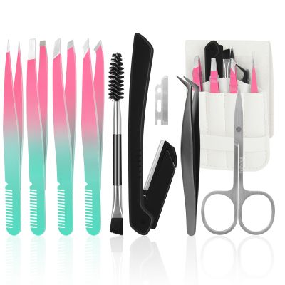 BELICOO 11-Piece Stainless Steel Tweezer Set with Travel Case