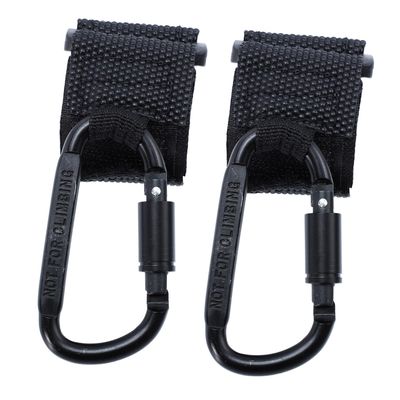 Stroller Clip Hooks, 2-Piece Alloy Set, Black