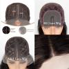 99J Burgundy Wavy Wig with Straight Ends, Glueless T-Part Lace Front view 2