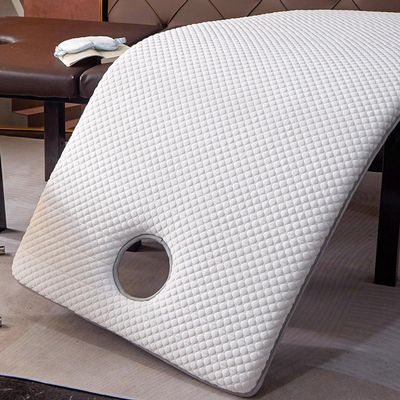 LDLCYCN 7 cm Thick Massage Table Topper with Elastic Straps, White/B, Square Head with Holes, 70 × 190 cm