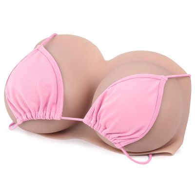 Vnmcry Realistic Silicone Breast Prosthesis, V-Neck, Cotton & Gel-Filled, Strapless, Beige Skin, E Cup, Size L