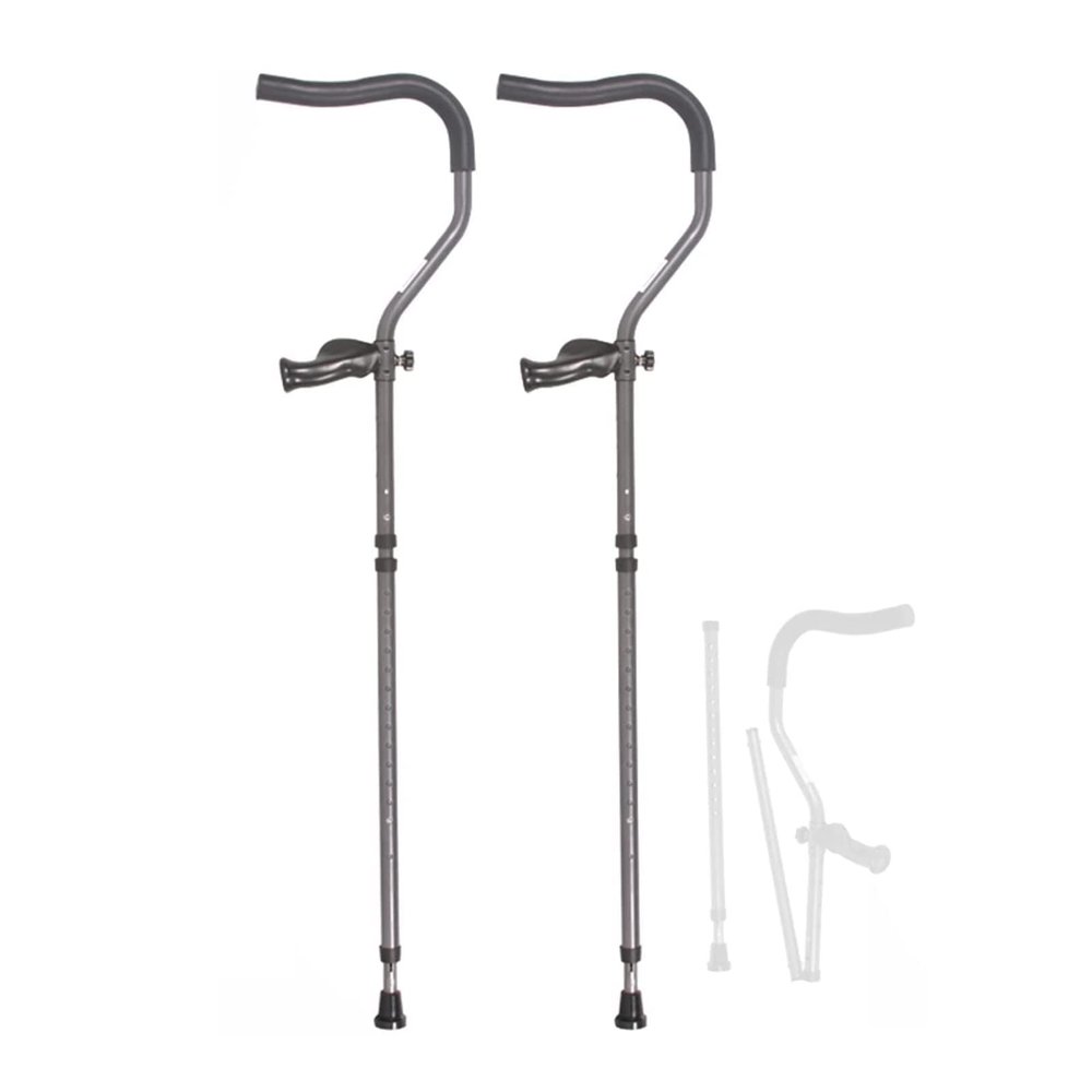 Ergonomic Adult Crutches, Shock-Absorbing Forearm Crutches with Arm Support, Double-Adjustable Aluminum, Made in China – Journey Keep it in