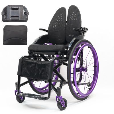 Lightweight Folding All-Terrain Sport Transport Wheelchair, 220 lb Capacity