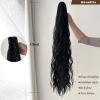 Premium Human Hair Ponytail Extension for Women, Soft, Natural, Multicolor, 81.3 cm, Curly Water-Wave Clip-In, for Half-Up, Half-Down Styles view 2