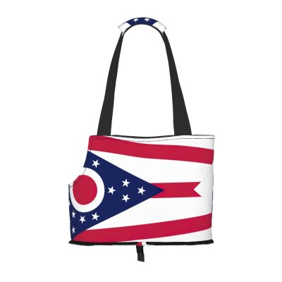 Ohio State Flag Print Dog Carrier for Small Dogs, Cats & Rabbits