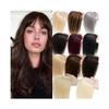Women's Human Hair Topper with Bangs, 3 Clips, Brazilian Remy Hair, 12 x 13 cm (Gray, 25 cm) view 1