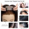 Women's Human Hair Topper with Bangs, 3 Clips, Brazilian Remy Hair, 12 x 13 cm (Gray, 25 cm) view 4