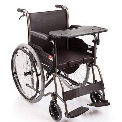 PNAJFUEL Simple Portable Folding Wheelchair with Toilet and Dining Table