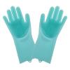 JYMALISA Cleaning Gloves, 1 Pair, Green, Silicone Dishwashing Gloves with Cleaning Brush view 1
