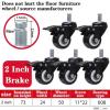 5-Piece 2-Inch Universal Office Chair Caster Wheels, M11 Clip Spring, Brake (A-Brakes-M11) view 2