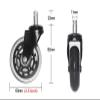 5-Pack 2.5/3-Inch M10/M11 PU Caster Wheels with Circlips, Black/Transparent, Silent Universal Casters (2.5-Inch, 11 mm) view 2