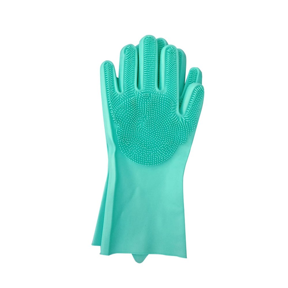 2-Piece Silicone Cleaning Gloves with Scrubbing Brushes, Green