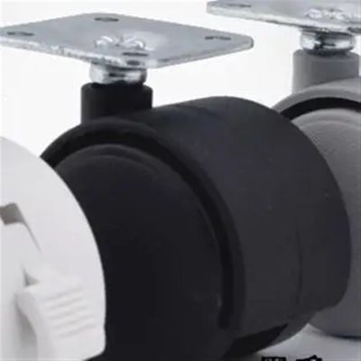 (4-Pack) 1.5-Inch PU Flat Furniture Casters for Bedside Cabinets and File Cabinets, Universal, Black