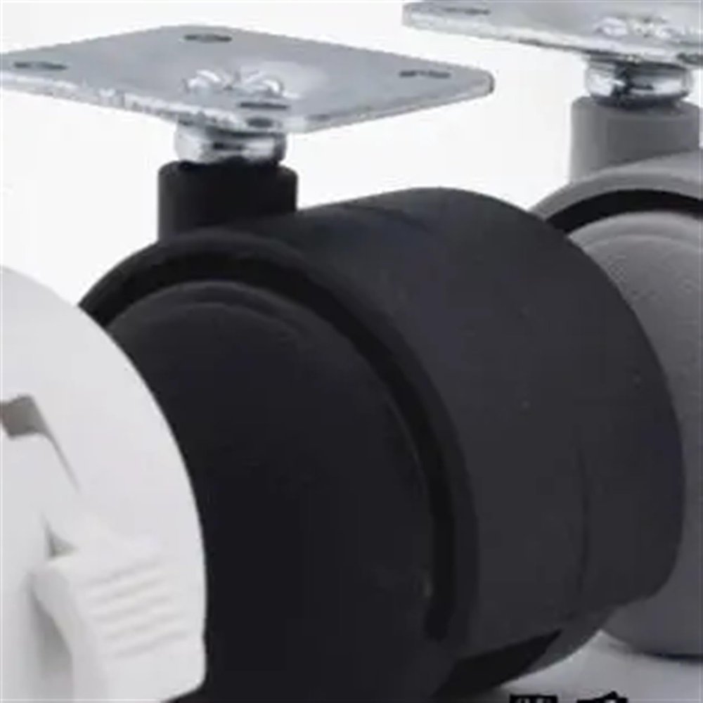 (4-Pack) 1.5-Inch PU Flat Furniture Casters for Bedside Cabinets and File Cabinets, Universal, Black