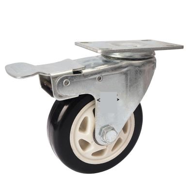 1-Piece 3-Inch Double-Bearing Universal Caster Wheel with Brake