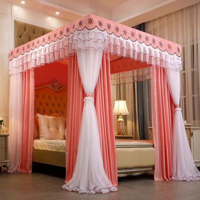 Princess Canopy Bed Curtains, Double-Layer Blackout Net for King-Size 4-Poster Bed Frames