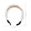 White Wide Fabric Headband with Mesh for Women view 2