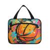 Linnyio Watercolor Splatter Basketball Hanging Travel Toiletry Makeup Bag view 1