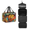 Linnyio Watercolor Splatter Basketball Hanging Travel Toiletry Makeup Bag view 2
