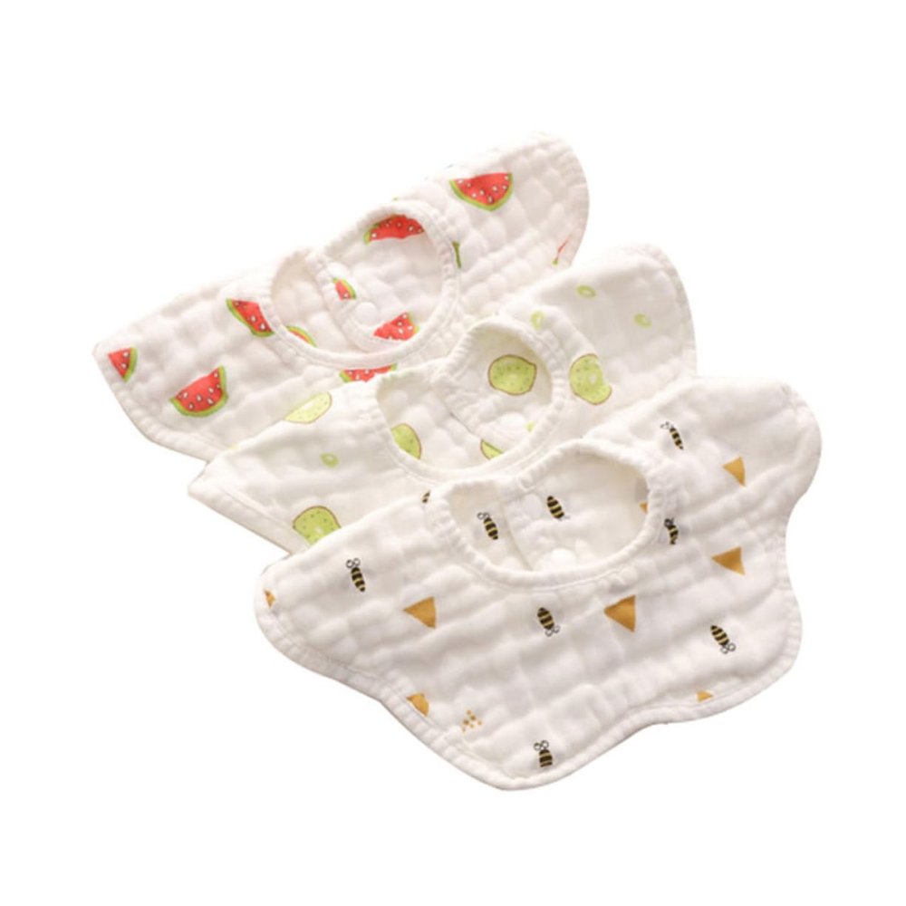 BESTonZON Cotton Baby Bibs, 3-Pack, 8-Layer, Flower-Shaped