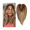 Women’s Straight Remy Human Hair Topper, 10 in, Ombre Brown-Blended Blonde with Dark Roots, 9 x 10 cm Lace Base, 3 Clips view 1