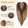 Women’s Straight Remy Human Hair Topper, 10 in, Ombre Brown-Blended Blonde with Dark Roots, 9 x 10 cm Lace Base, 3 Clips view 3