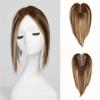 Women’s Straight Remy Human Hair Topper, 10 in, Ombre Brown-Blended Blonde with Dark Roots, 9 x 10 cm Lace Base, 3 Clips view 4