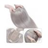 Human Hair Topper for Women with Bangs, Gray, Silky Straight, 10 x 12 cm, 130% Density, 6 in/27 g view 1