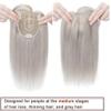 Human Hair Topper for Women with Bangs, Gray, Silky Straight, 10 x 12 cm, 130% Density, 6 in/27 g view 3