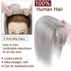 Human Hair Topper for Women with Bangs, Gray, Silky Straight, 10 x 12 cm, 130% Density, 6 in/27 g view 4