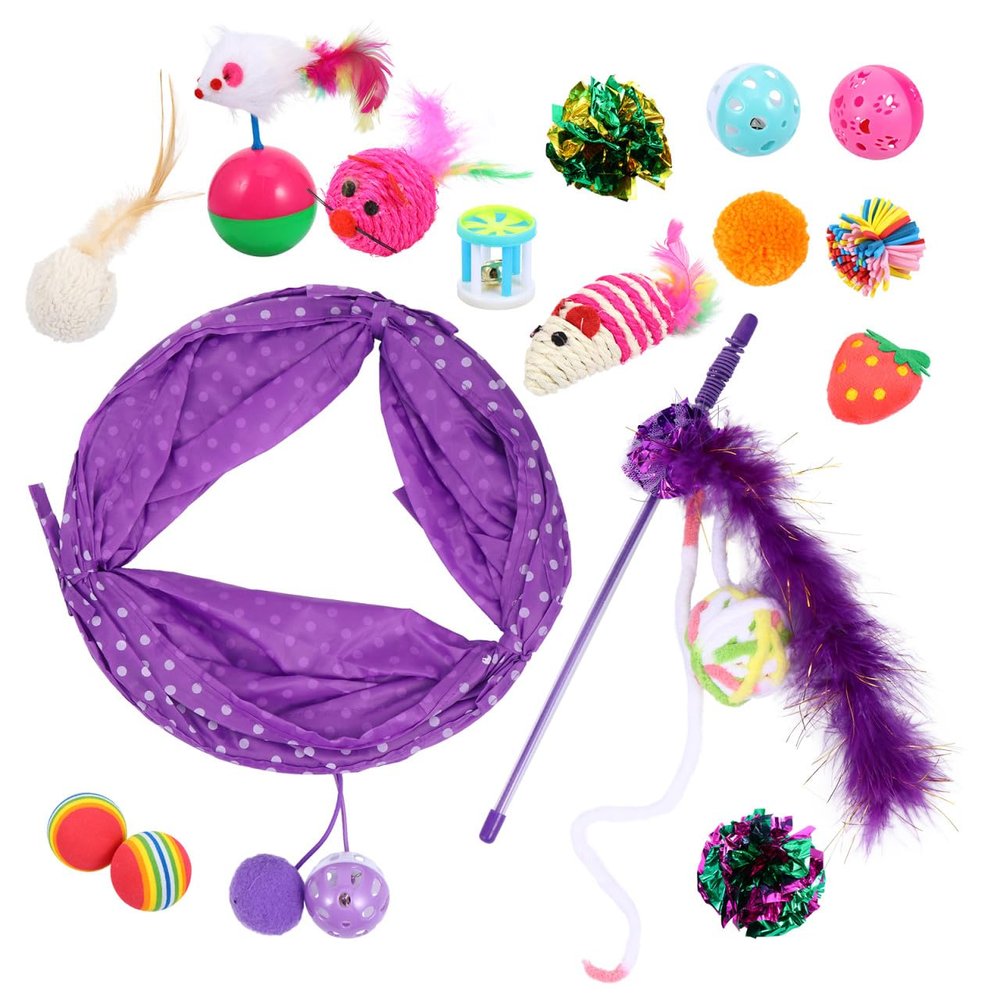 Yardwe 17-Piece Interactive Cat Teaser Stick Set