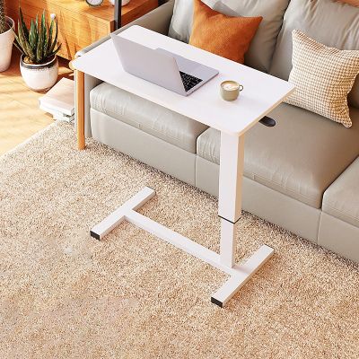 Overbed Table for Seniors, Adjustable Height, Swivel Casters, Yellow