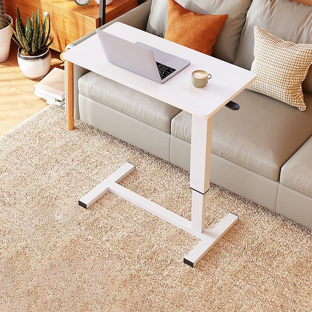 Overbed Table for Seniors, Adjustable Height, Swivel Casters, Yellow