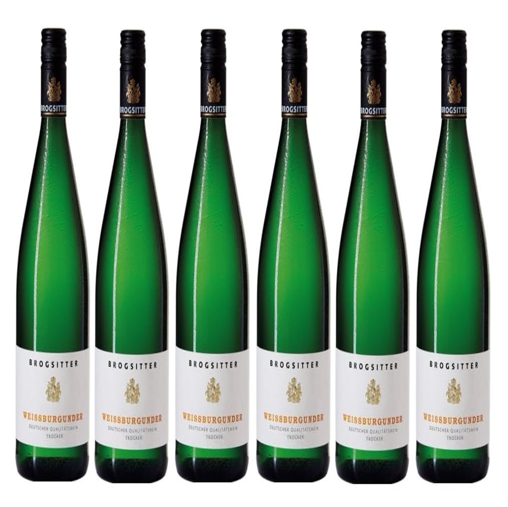 6 x 1.0 L - 2024 - Brogsitter Pinot Blanc (Weißburgunder) - LITER - Quality Wine from Rheinhessen - Germany - Dry White Wine