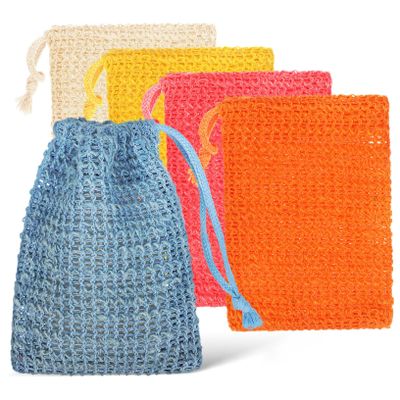 10 Exfoliating Soap Bags, Cotton-Linen with Open Mesh