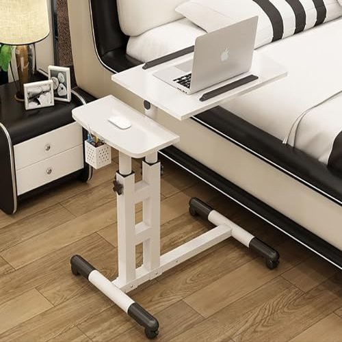 Adjustable Bed Table with Concealed Wheels for Home and Medical Use