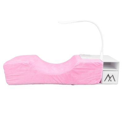 Flocked Memory Foam Lash Pillow with Stand, LED Light, and Washable Trays for Salons