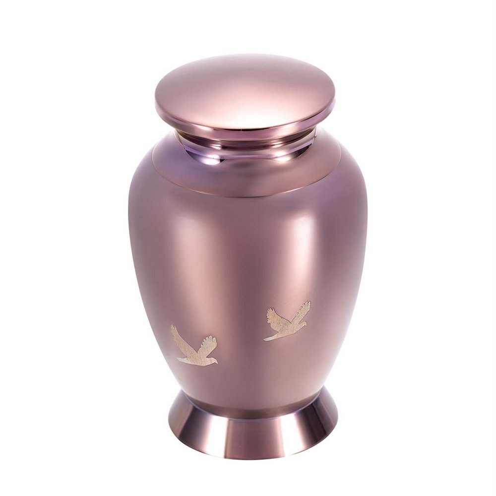 Pet Cremation Urn, Aluminum Alloy, Threaded Lid, 2 Sizes, Coffee/Gold