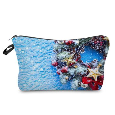 Mateju 2-Pack Cosmetic Bags for Women, Portable Makeup Pouches with Zipper, Fashionable Blue Print
