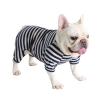 BT Bear Fat Dog Clothes, Classic Striped Soft Cotton Pajamas Jumpsuit for Pugs, French Bulldogs, Puppies, and Small to Medium Dogs, Navy Blue, X-Small view 1