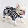 BT Bear Fat Dog Clothes, Classic Striped Soft Cotton Pajamas Jumpsuit for Pugs, French Bulldogs, Puppies, and Small to Medium Dogs, Navy Blue, X-Small view 2