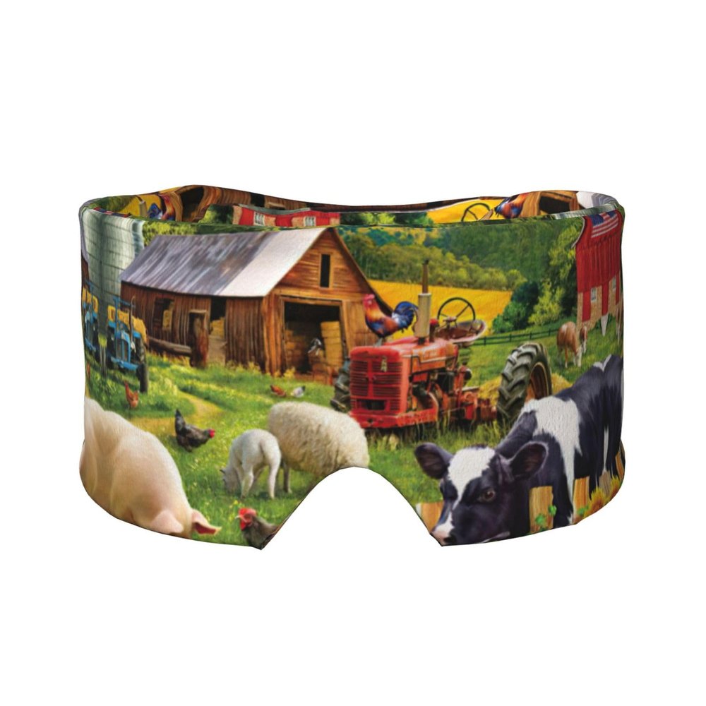 Farm Animal Print Sleep Mask with Soft Eye Cover and Ear Covers
