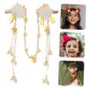 Healvian Chinese Hanfu Hair Accessory with Floral Alloy and Fluffy Balls, Lightweight Hair Clip for Girls view 3