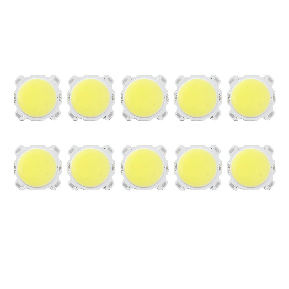 10-Pack Round COB 3W High-Power LED Chip Bulb Lights, Warm White/Natural White/White 6500K