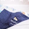 Personalized Baby Blanket with Name, Navy Plush & Cotton, Octopus Design, Embroidered, Warm & Winter-Ready, 75 x 100 cm view 1