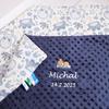 Personalized Baby Blanket with Name, Navy Plush & Cotton, Octopus Design, Embroidered, Warm & Winter-Ready, 75 x 100 cm view 2